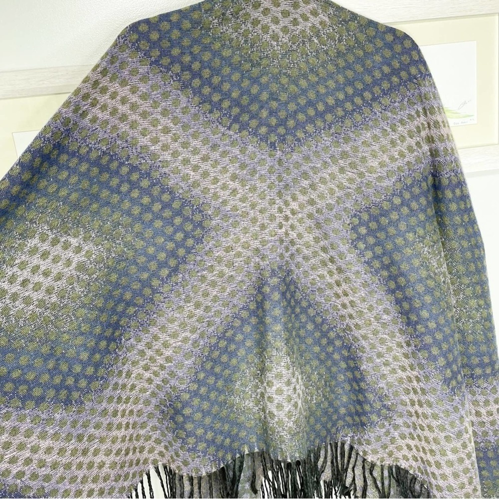 Purple & Green Polka Dot Tasseled Shawl - Picture 4 of 8